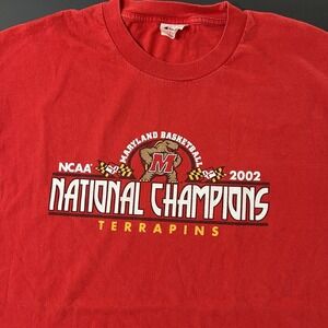 Champion Maryland Basketball NCAA National Champions 2002 Tshirt Men's XL Red